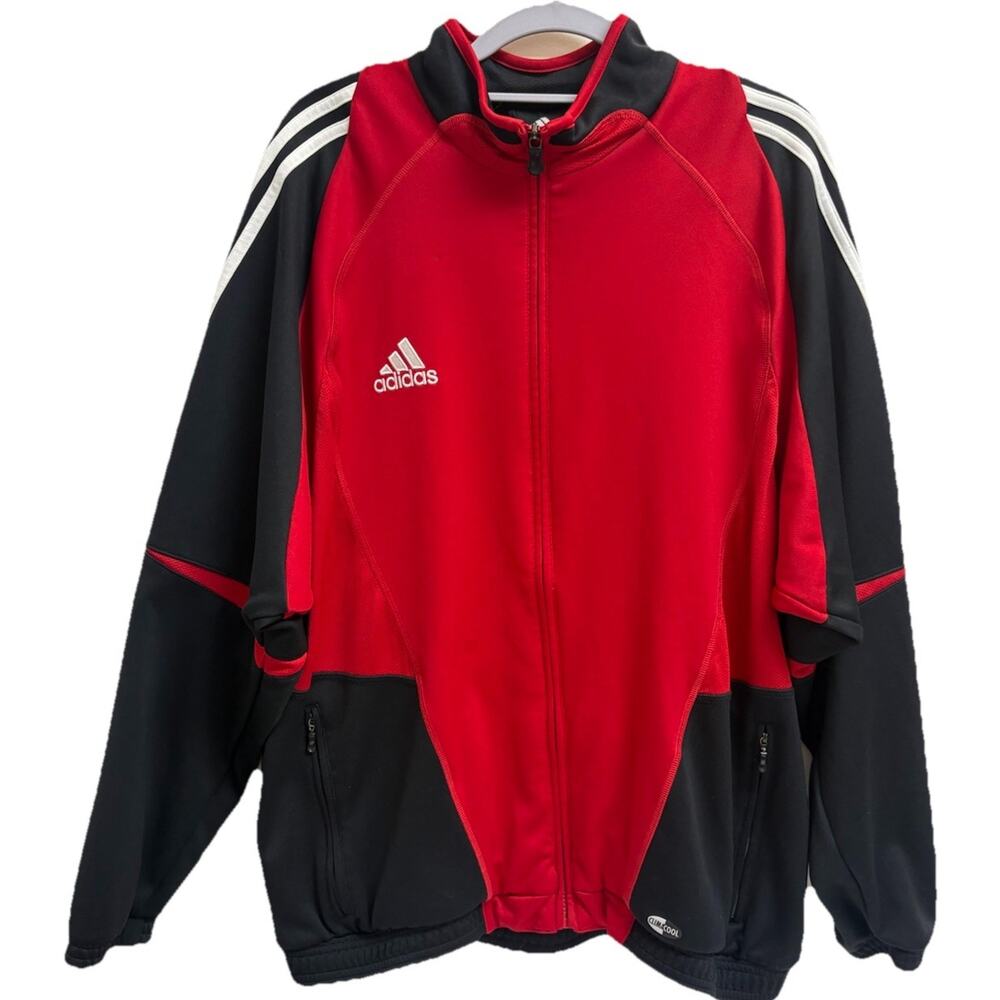 Vintage Adidas Climacool Track Jacket Red Black 3 Stripe Mens L Zip